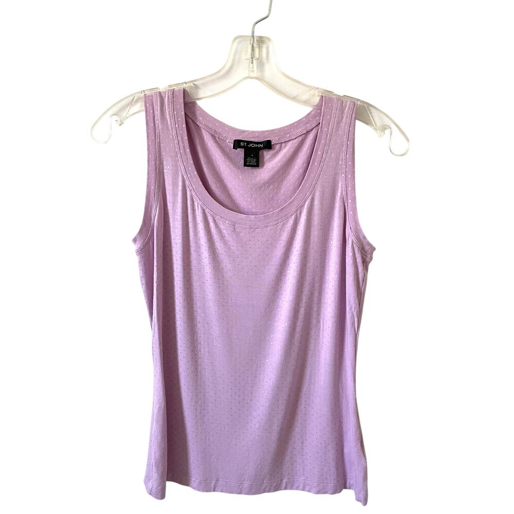 St. John Sequin Viscose Basic Tank Top Purple Size Small Petite